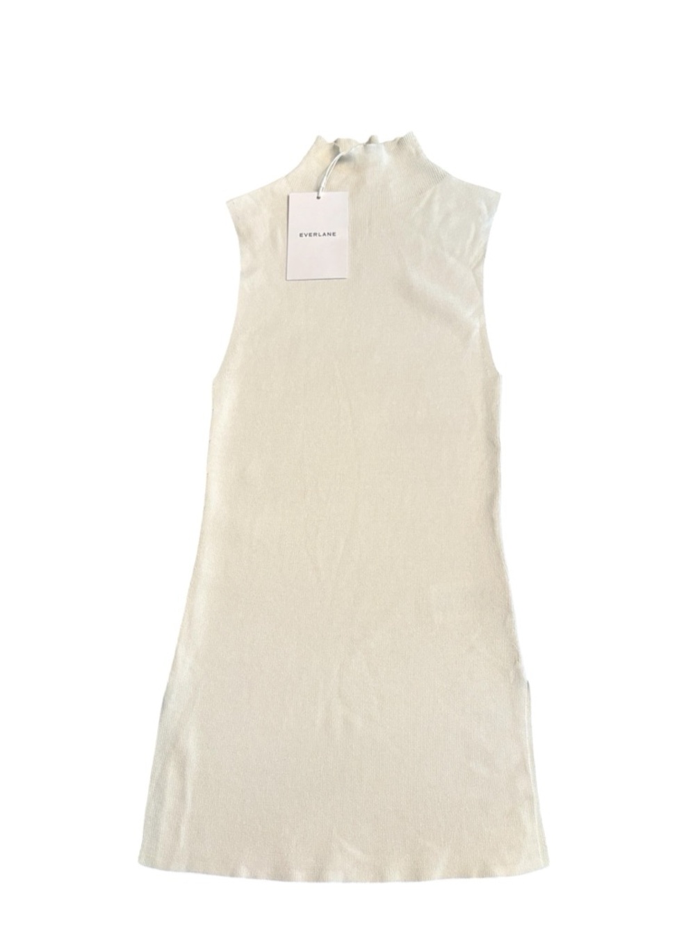 Everlane women’s The Viscose Mock Neck Top fine ribbed Light Beige Size XS NWT - Picture 5 of 9